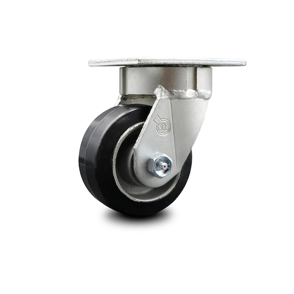 4 Inch Kingpinless Rubber on Aluminum Wheel Swivel Top Plate Caster SCC